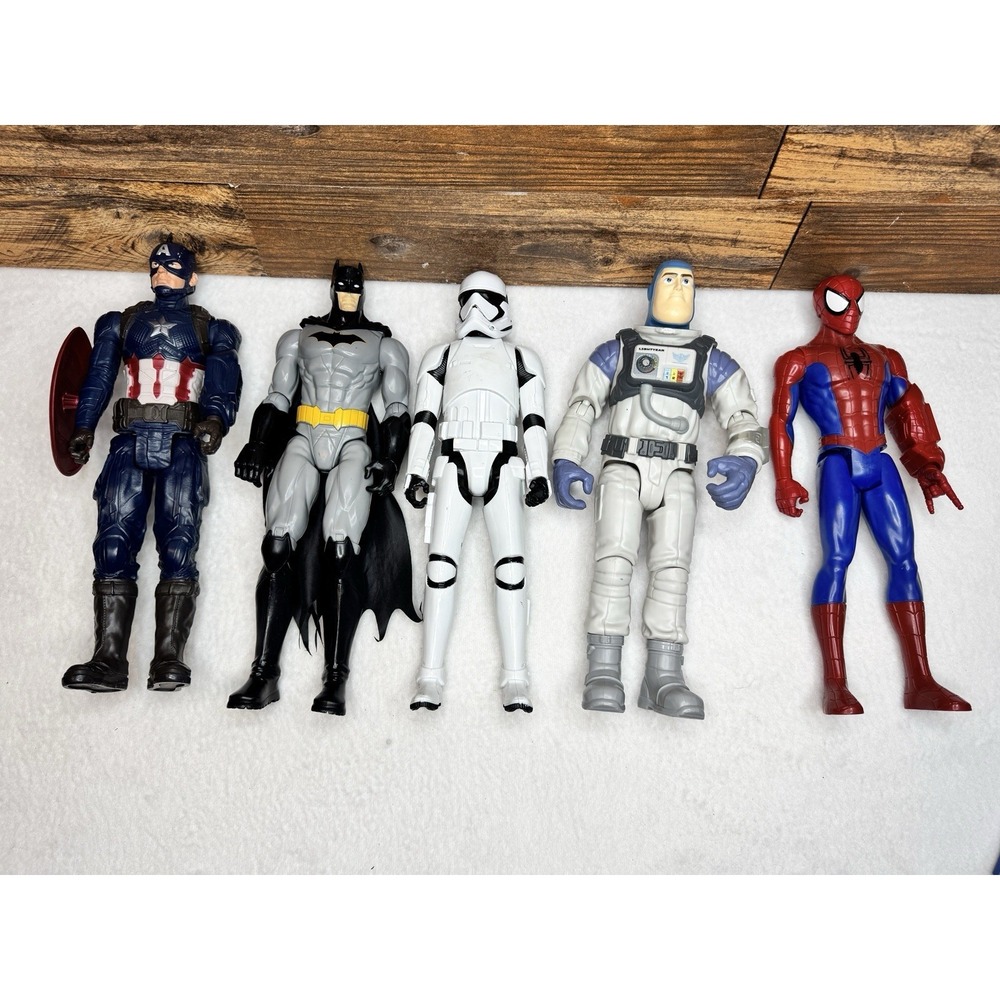 Mixed Action Figure‎ Lot Of 5 Spider Man Batman Captian America Buzz Lightyear
